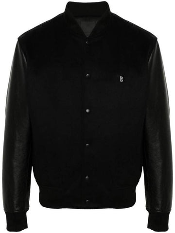 4G Detail Wool Leather Bomber Jacket Black - GIVENCHY - BALAAN 1