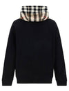 Check Hood Cotton Zip Up Hoodie Black Archive Beige - BURBERRY - BALAAN 3