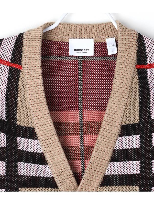 Check Technical Cotton Blend Cardigan Archive Beige - BURBERRY - BALAAN 4