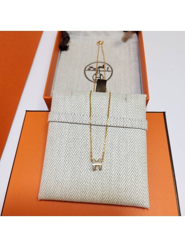 Mini Pop H Pendant Necklace Gold Marron Glace - HERMES - BALAAN 9