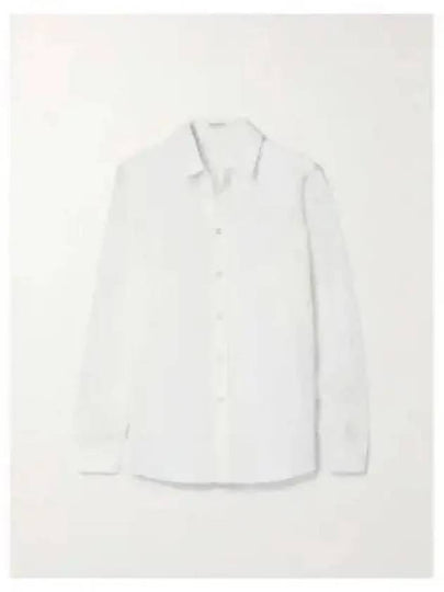 Basic Slim Fit Silk Shirt White - SAINT LAURENT - BALAAN 2