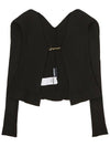 La Maille Pralu Longue Micro Charm Logo Cardigan Black - JACQUEMUS - BALAAN 2