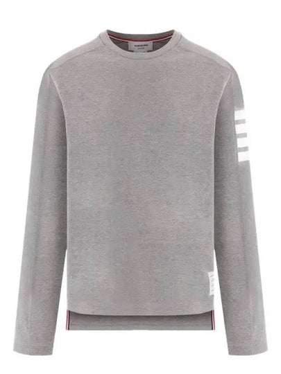 4-Bar Striped Cotton Long Sleeve T-Shirt Light Grey - THOM BROWNE - BALAAN 2