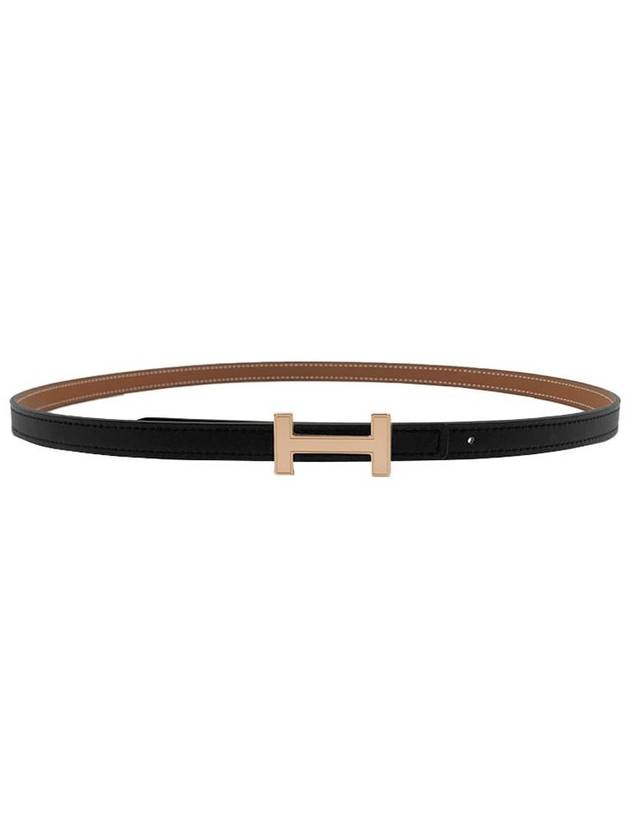 Focus Belt Buckle Reversible Leather Strap Swift Apsong 13mm Rose Gold Noir H064556CDZ2 - HERMES - BALAAN 1