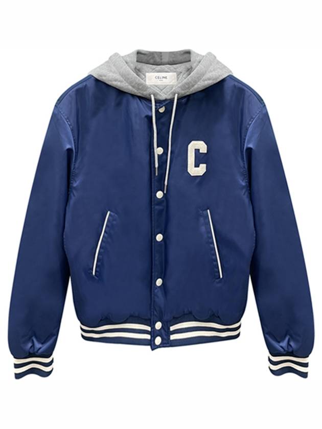 Oversized Teddy Nylon Hooded Jacket Navy - CELINE - BALAAN 2