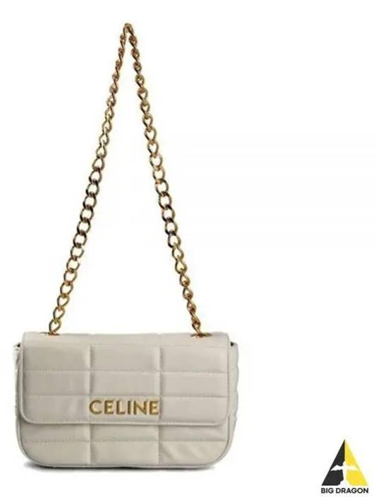 Monochrome Matelasse Quilted Calfskin Chain Shoulder Bag White - CELINE - BALAAN 2