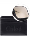 Sense Embroidered Logo Calfskin Card Wallet Black - CHLOE - BALAAN 3