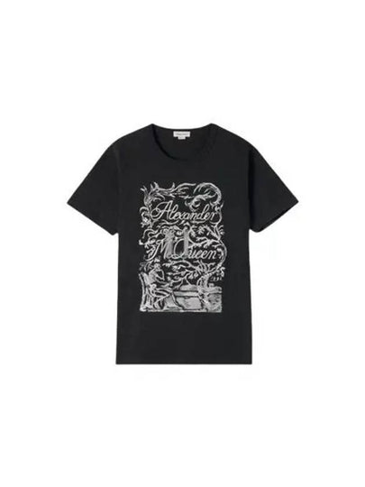 Embroidery Logo Short Sleeve T-Shirt Black - ALEXANDER MCQUEEN - BALAAN 2