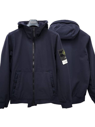 Men's Wappen Patch Softshell Zip Up Hoodie Navy - STONE ISLAND - BALAAN 2