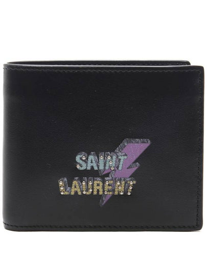 Lightning Logo Classic Half Wallet Black - SAINT LAURENT - BALAAN 2