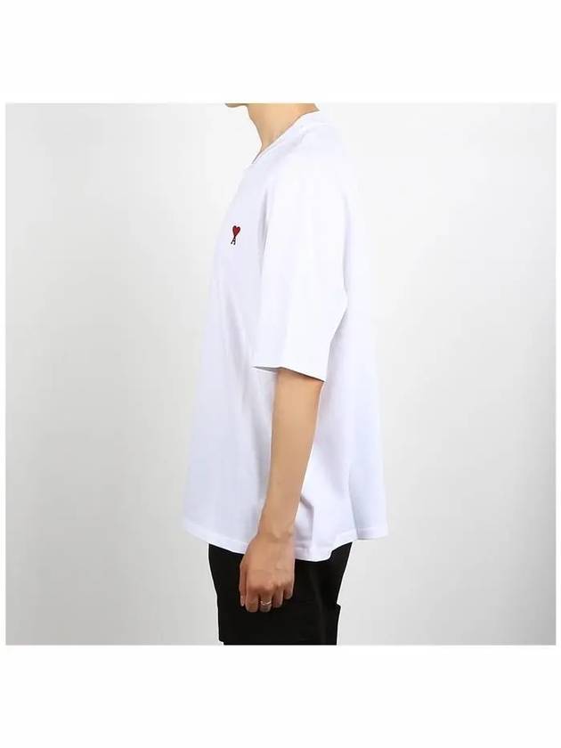 Small Heart Logo Boxy Fit Short Sleeve T-Shirt White - AMI - BALAAN 4