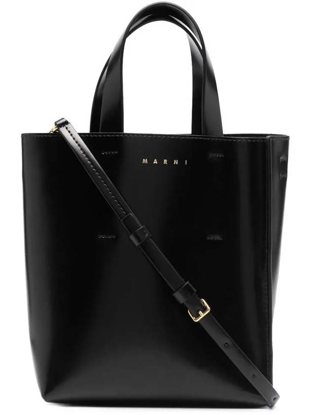 Museo Leather Logo Mini Tote Bag Black - MARNI - BALAAN 2