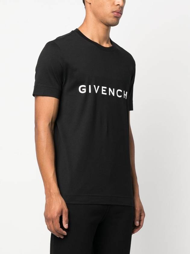 Archetype Logo Print Slim Fit Cotton Short Sleeve T-Shirt Black - GIVENCHY - BALAAN 4