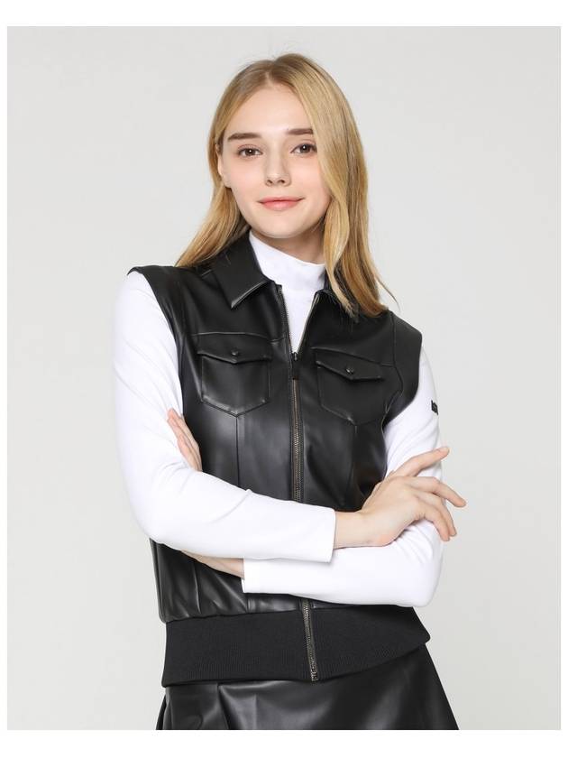 Women s leather line pocket point full open vest HD3WVT001 - HOLIC&PLAY - BALAAN 3