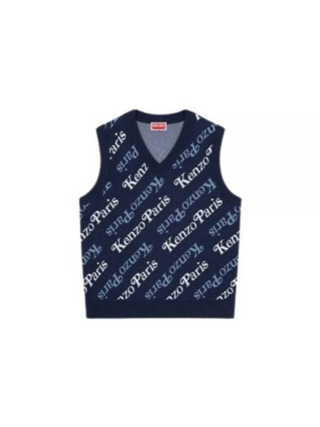 Paris Monogram Print All-Over Cotton Vest Navy - KENZO - BALAAN 2