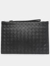 Intrecciato Strap Large Clutch Bag Black - BOTTEGA VENETA - BALAAN 3