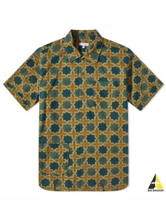 Camp Shirt Olive Cotton Cross Batik MP021 SW005 - ENGINEERED GARMENTS - BALAAN 1