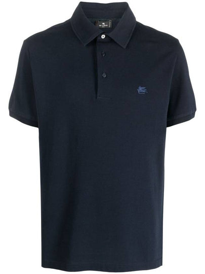 Men's Embroidered Logo Polo Shirt Navy - ETRO - BALAAN 2