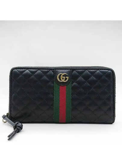 536450 Black leather GG web gold logo three stripe zipper long wallet - GUCCI - BALAAN 2