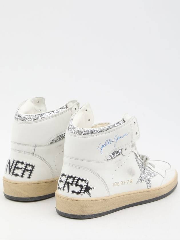 Sky Star Glitter Logo High Top Sneakers White - GOLDEN GOOSE - BALAAN 4