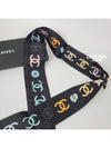 Cruz CC Logo Heart Stars Silk Twilly Bandeau Scarf Black Pink AA9663A - CHANEL - BALAAN 8