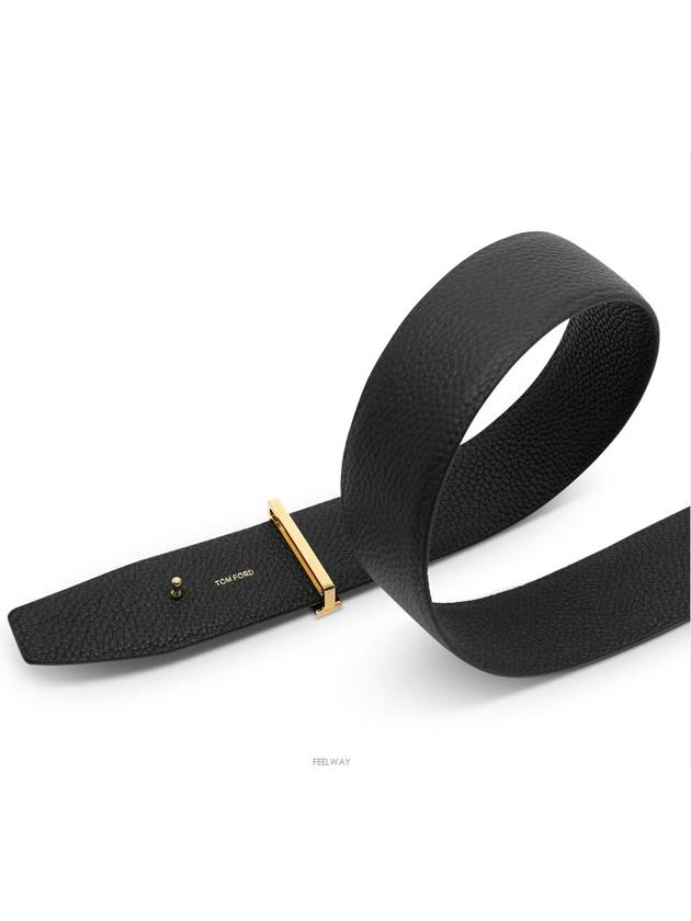 Gold Soft Grain Leather T Icon Belt Brown Black - TOM FORD - BALAAN 8