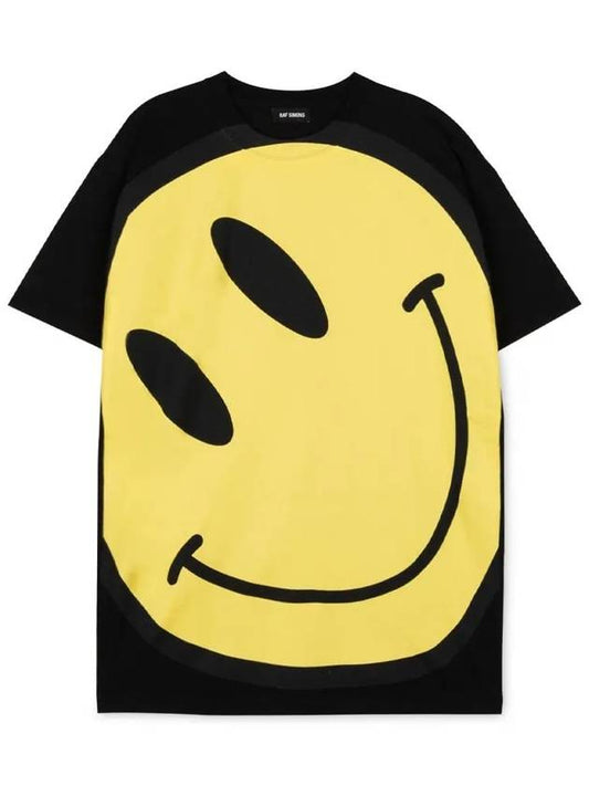 Men's Smile Graphic Black Short Sleeve T-Shirt 201 124 19001 00099 - RAF SIMONS - BALAAN 1