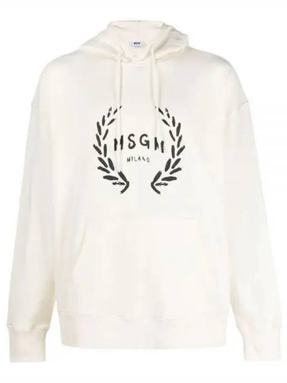 Milano Logo Print Cotton Hoodie Ivory - MSGM - BALAAN 2