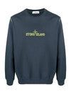 Logo Print Crew Neck Cotton Sweatshirt Blue - STONE ISLAND - BALAAN 2