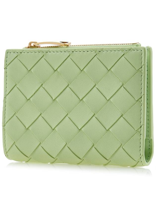 Intrecciato Zipper Small Half Wallet Green - BOTTEGA VENETA - BALAAN 3