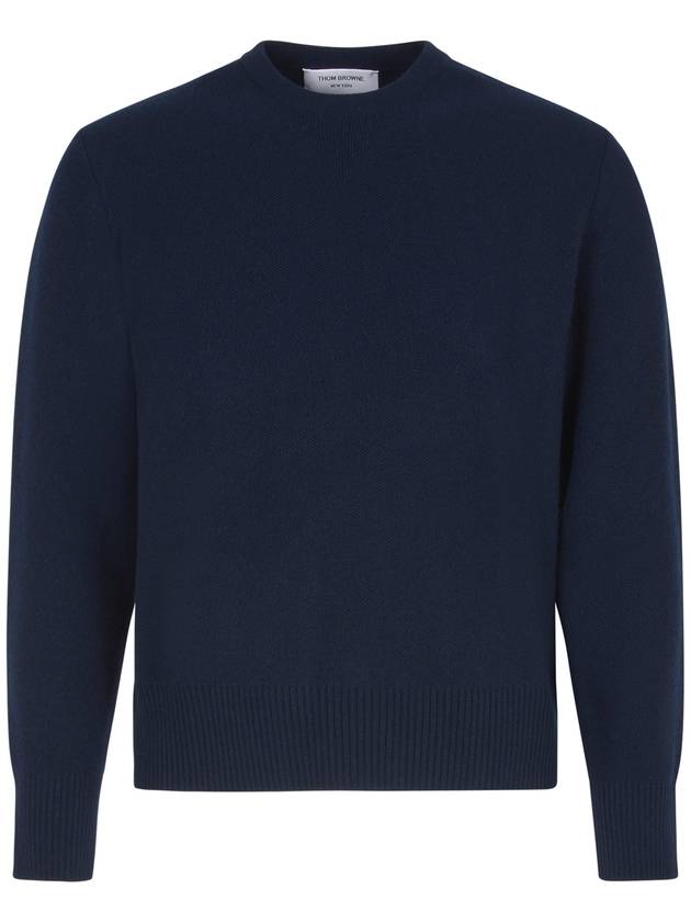 Arm Band Merino Wool Pique Knit Top Navy - THOM BROWNE - BALAAN 2