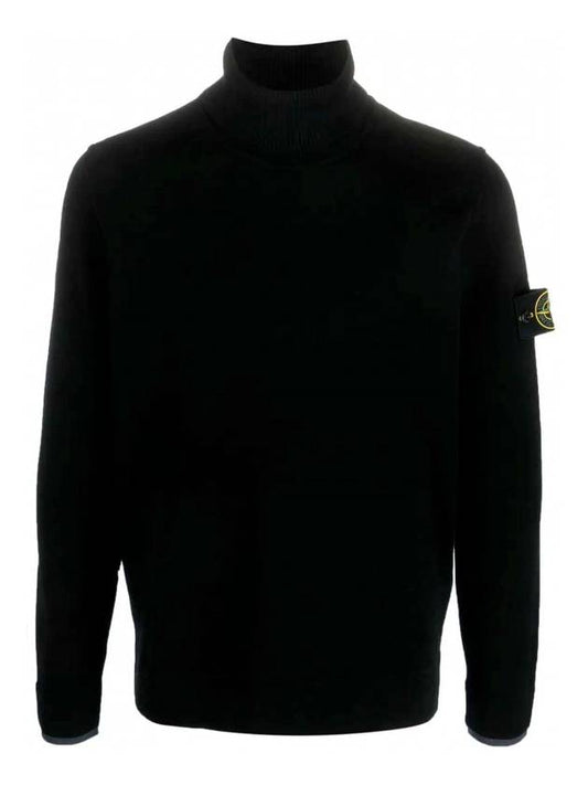 Wappen Patch Wool Turtleneck Black - STONE ISLAND - BALAAN 1