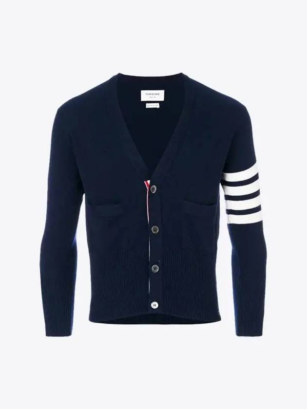 cashmere short V-neck cardigan navy - THOM BROWNE - BALAAN 2