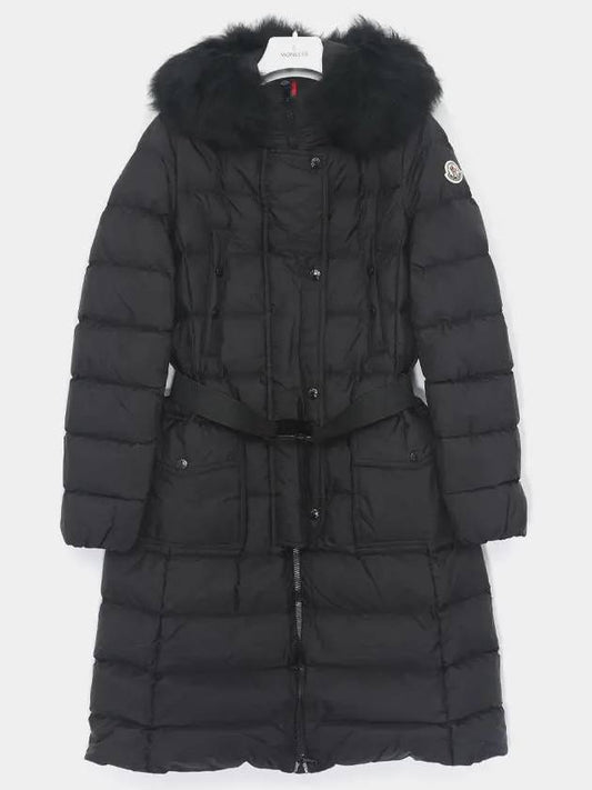 Chloe Patch Logo Belt Hooded Fur Long Padded Women s Jacket 1C00023 5968E 999 KHLOE - MONCLER - BALAAN 1