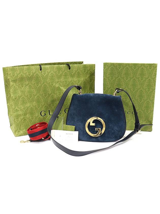 699210 Navy Suede Round Interlocking G Blondie Top Handle Medium 2WAY - GUCCI - BALAAN 2