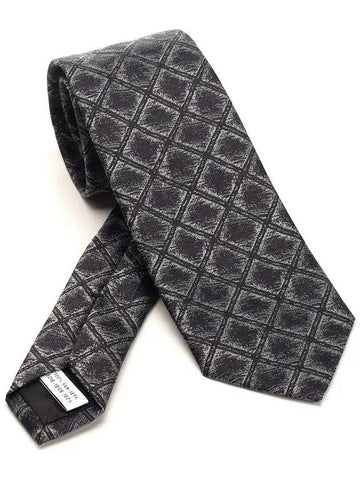 Jacquard Check Print Tie Black - SALVATORE FERRAGAMO - BALAAN 1