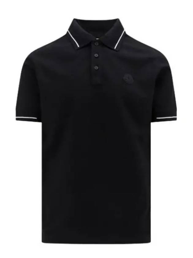 Men's Logo Patch Cotton Short Sleeve Polo Shirt Black - MONCLER - BALAAN 2