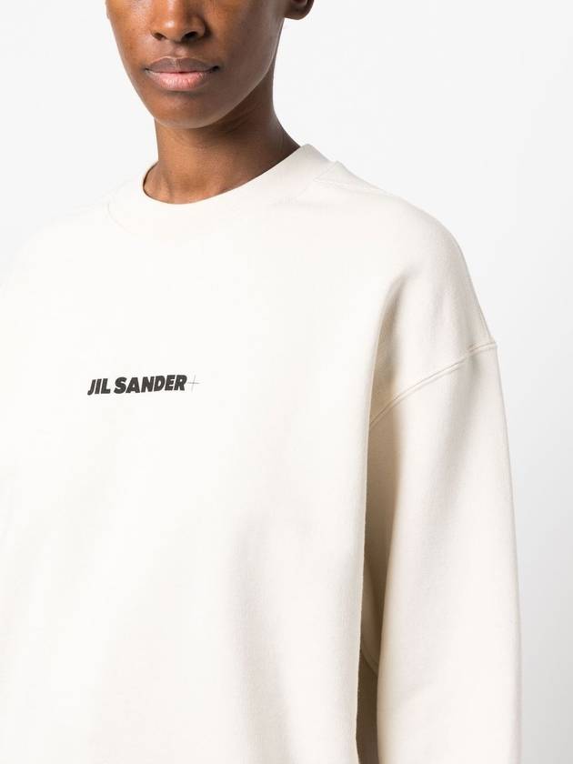 Front Logo Cotton Sweatshirt Beige - JIL SANDER - BALAAN 4