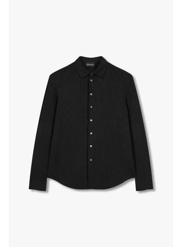 Men s Striped Tissue Easy Shirt Black - EMPORIO ARMANI - BALAAN 1