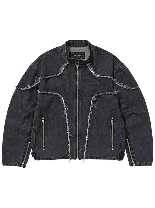 DENIM BIKER JACKET BLACK - LIBERE - BALAAN 1