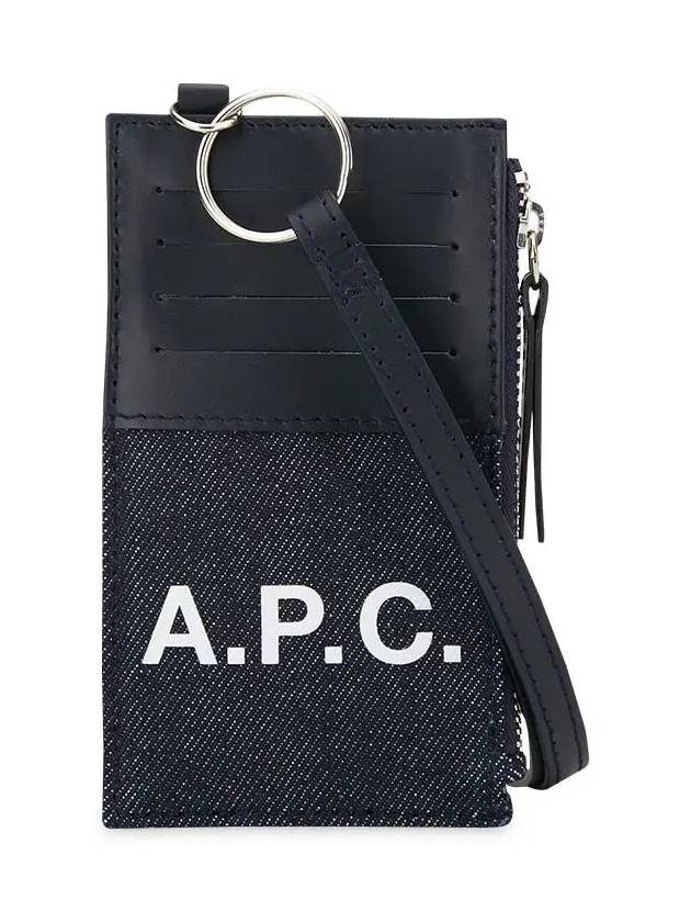 Axel Strap Leather Card Wallet Dark Navy - A.P.C. - BALAAN 4