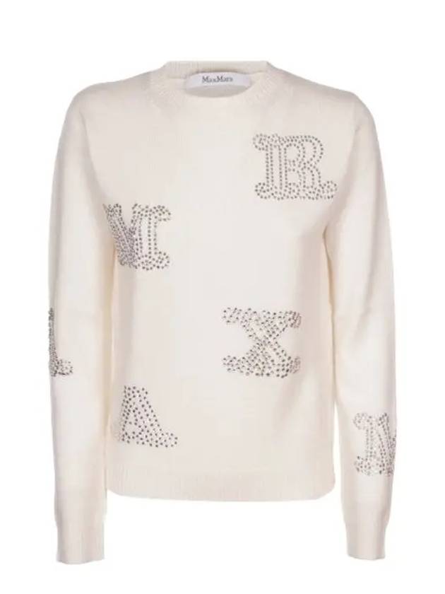 MIA MIA Studded Cashmere Knit Top White - MAX MARA - BALAAN.