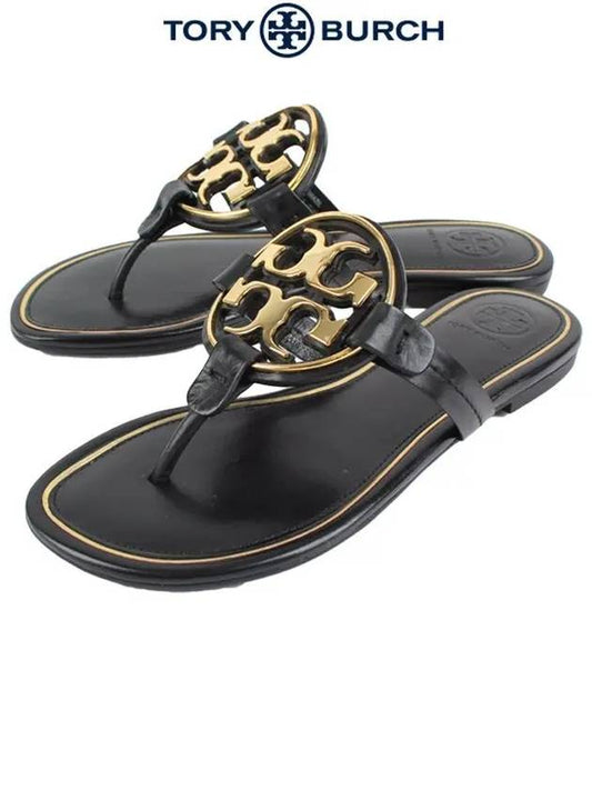 Women's Metal Logo Miller Flip Flops Black - TORY BURCH - BALAAN 2