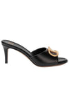 V Logo Signature Sandal Heels Black - VALENTINO - BALAAN.