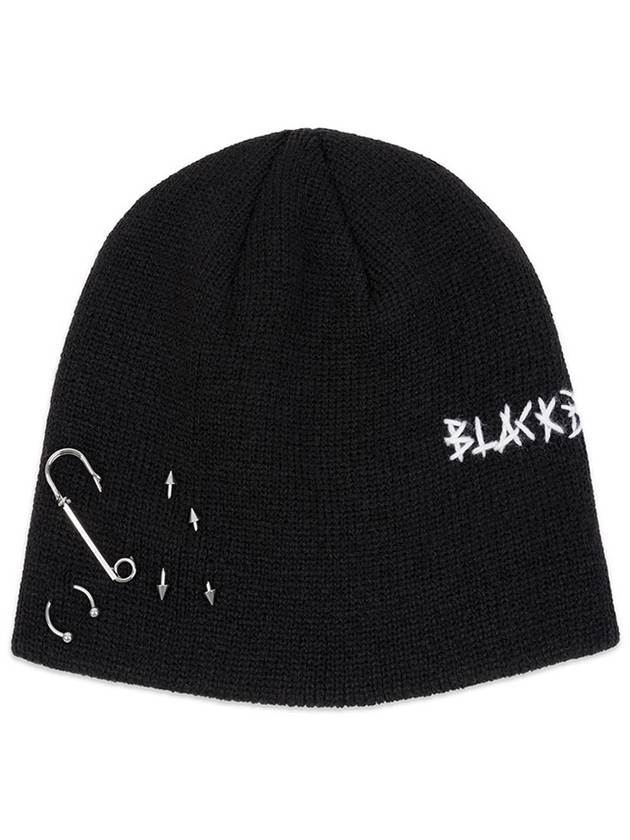 BBD Embroth Logo Piercing Beanie Black - BLACKBLOND - BALAAN 1