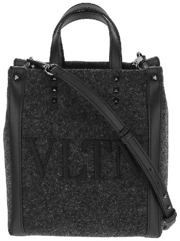 Rockstud VLTN Logo Tote Bag Black - VALENTINO - BALAAN.