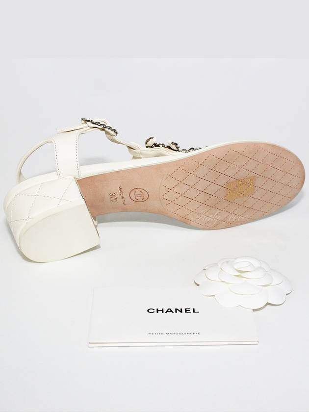 CC Logo Classic Chain Strap Thongs Lambskin Sandals Ivory - CHANEL - BALAAN 11