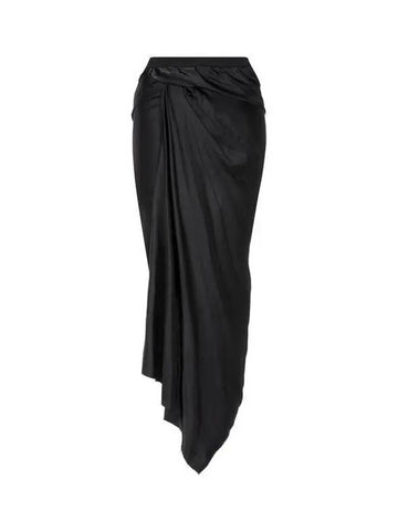 WOMEN Rayon Drape Wrap Skirt Black 270191 - RICK OWENS - BALAAN 1