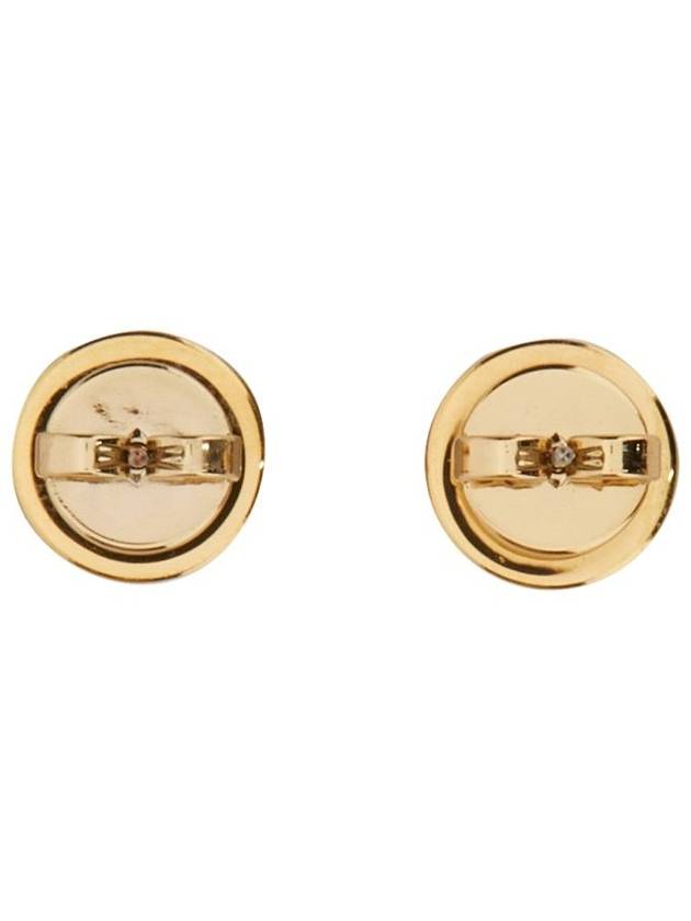 Kira Enamel Circle Stud Earrings White Gold - TORY BURCH - BALAAN 3