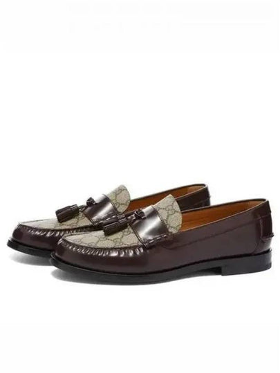 Tassel GG Supreme Canvas Leather Loafers Brown - GUCCI - BALAAN 2